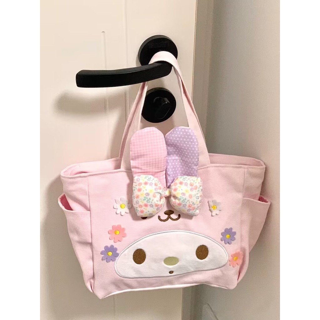 Tote bag Kanvas Melodi Telinga Kelinci Wanita Lucu korea import fashion tas selempang kekinian volum
