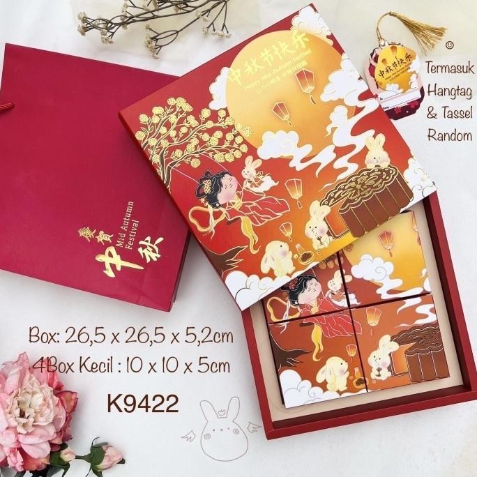 

Borong Hemat" Kotak Mooncake isi 4 K9422 dus Kue Bulan| Box K94| Packaging Merah ||