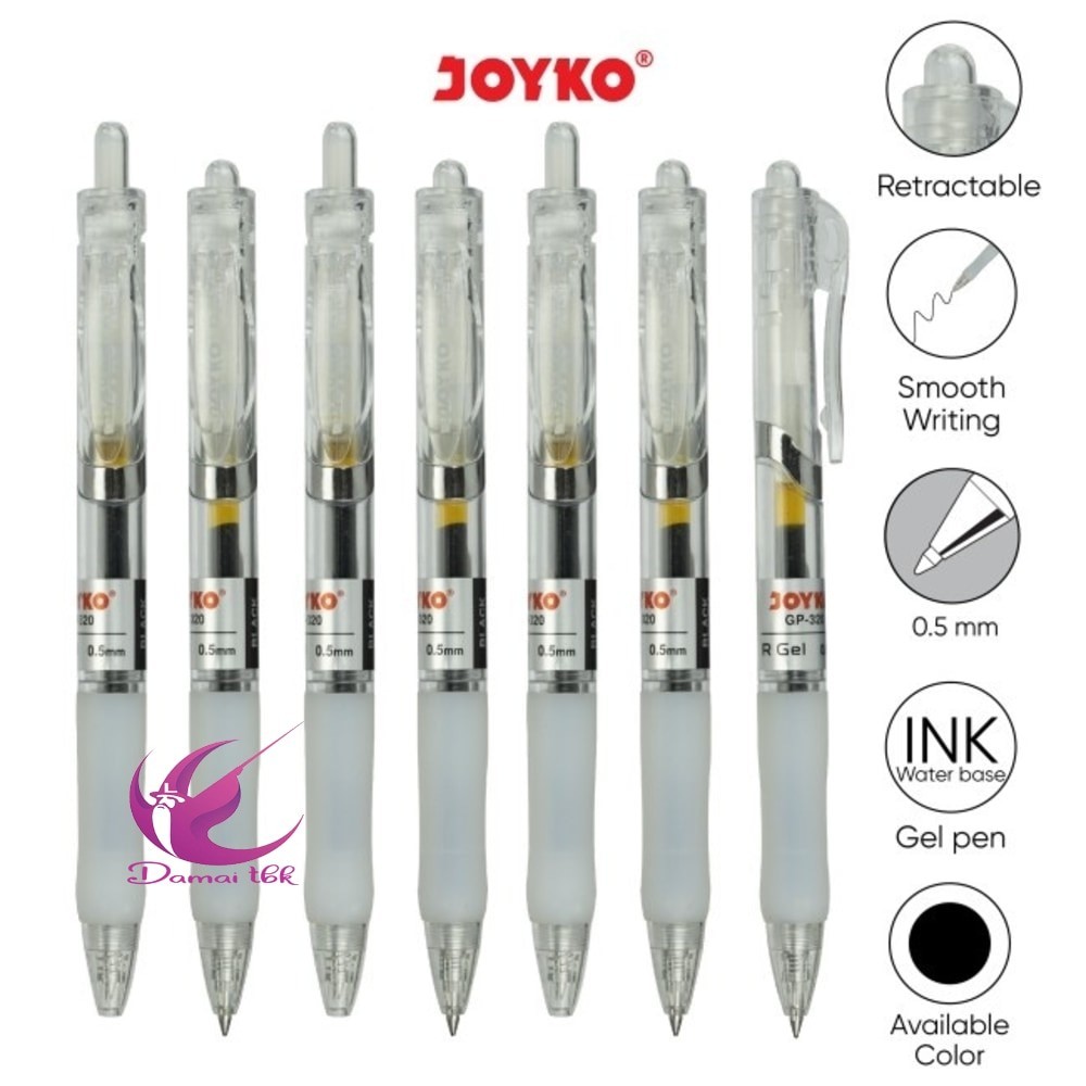 

Pulpen Gel Pen Joyko GP-320 R Gel Ujung Tip 0.5 mm Tinta Hitam 1pcs