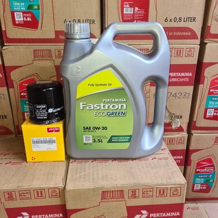 PAKET GANTI OLI FILTER AYLA,SIGRA FASTRON ECO GREEN SAE 0W-20 3,5 L