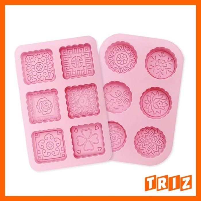 CETAKAN KUE BULAN MOONCAKE PUDING COKLAT JELLY SABUN 6 CAVITY SILICONE