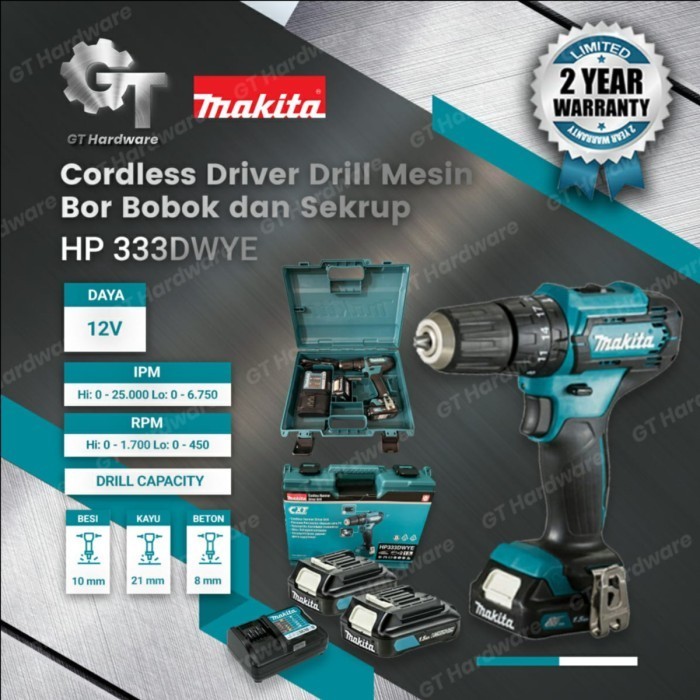 MAKITA HP 333 HP333DWYE HP333D CORDLESS HAMMER DRILL BOR BOBOK BATERA