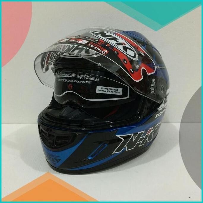 HELM NHK GP1000 GP 1000 MOTIF STAR BLUE METALIC SILVER BIRU METALIK 19
