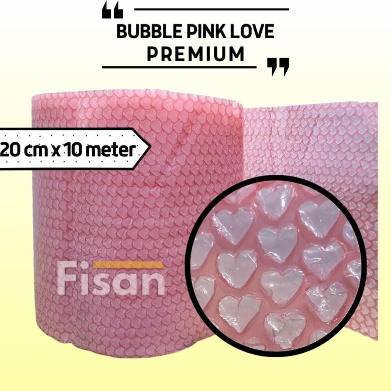 

h-4 PREMIUM Bubble Wrap Love Pink 20 cm x 10 Meter Hemat