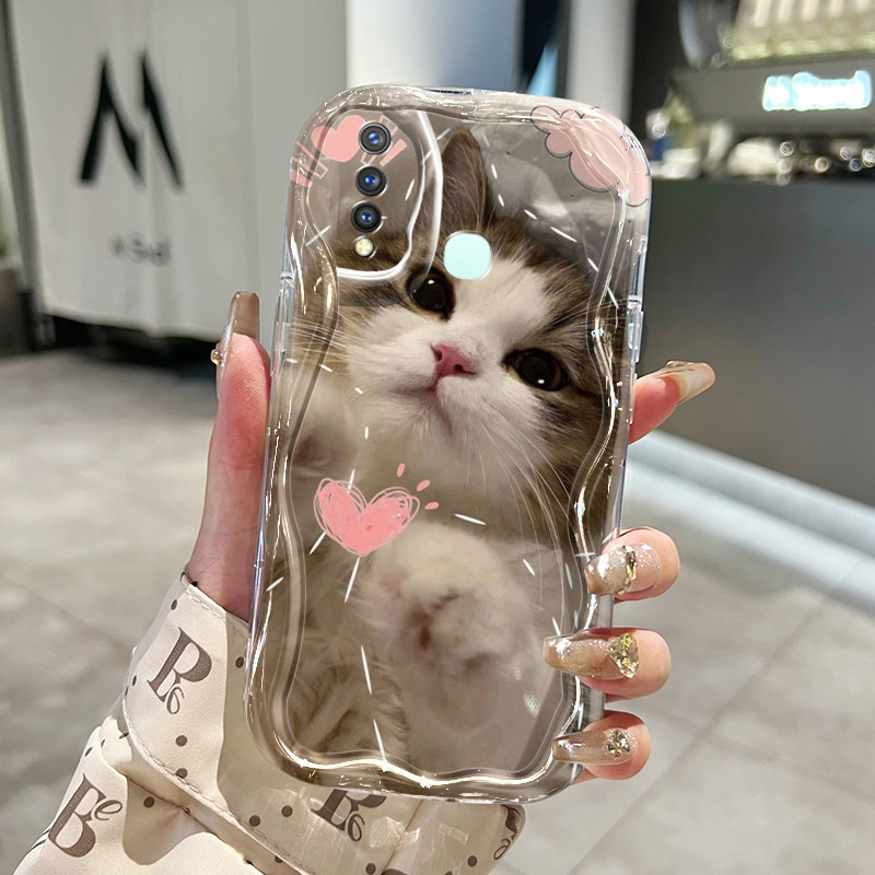 Casing Hp VIVO Y19 VIVO Y5s Case Foto anak kucing pola  Kesing HP silikon baru Casing ganda pelindun