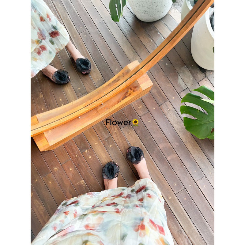 LEBARAN SALE 4.4 NEW BESTSELLER SANDAL WANITA FLAT PANSUS BUNGA KACA