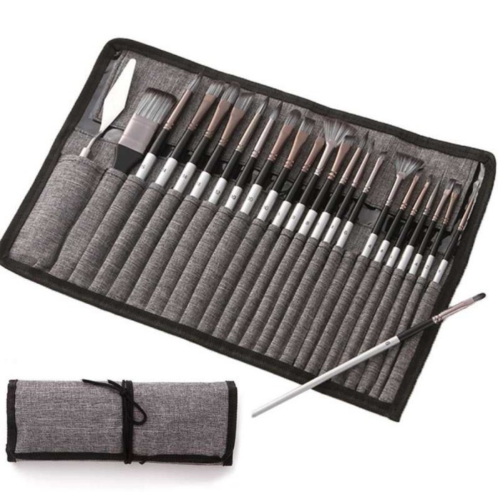 

Set Kuas Lukis Cat Air Minyak Nylon Paint Brush 24 Pcs