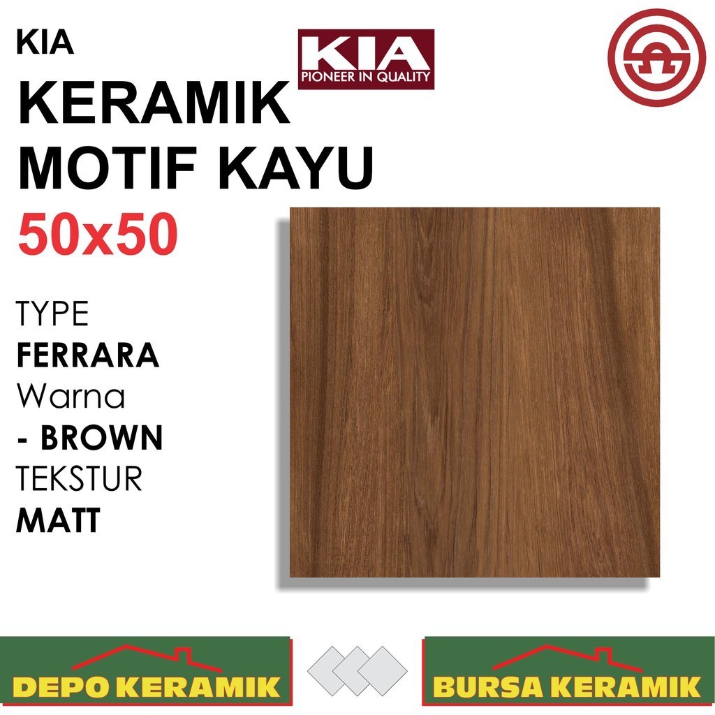 keramik Motif Kayu 50x50 FERRARA BROWN -KIA- Matt&Wood