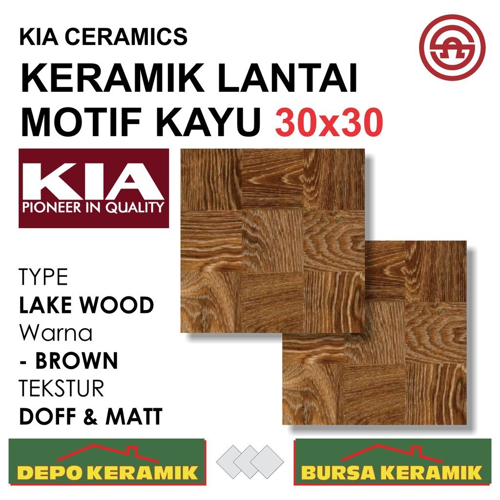 Keramik Lantai Motif Kayu 30x30 LAKE WOOD BROWN - KIA- Matt&Wood