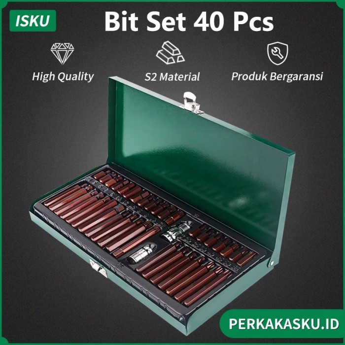 Isku Bit Set 40 Pcs Mata Obeng Star Hex Spilne Set Kunci Sok L Hex