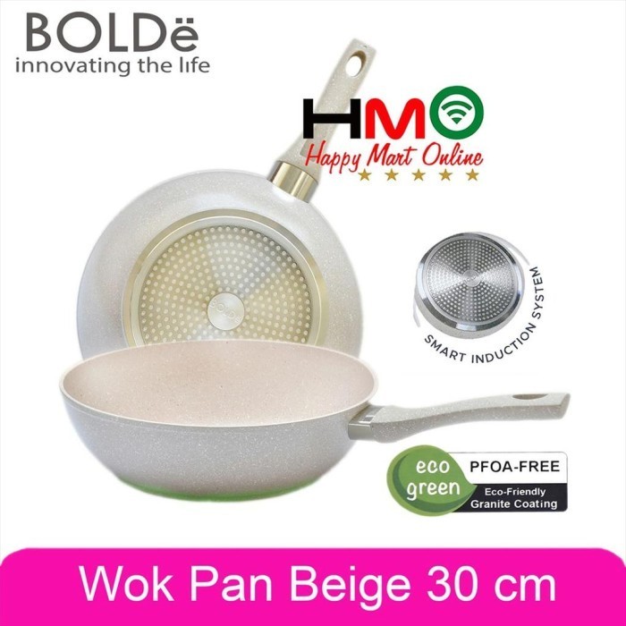 Bolde Super Pan Wok 30CM Beige Granite Panci Wajan Keramik Bolde