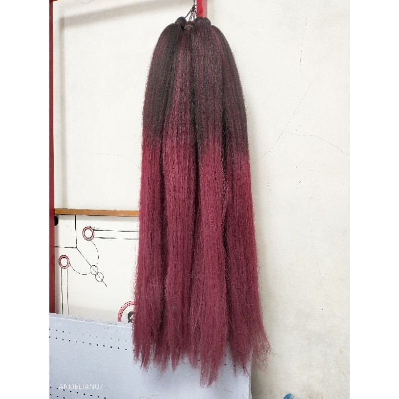 Cemara Ombre Rambut Sambung warna merah maron