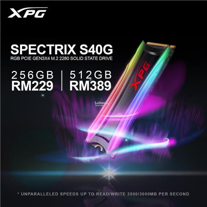Ssd Adata Rgb Xpg Spectrix S40G 512Gb Pcie Gen3X4 Nvme