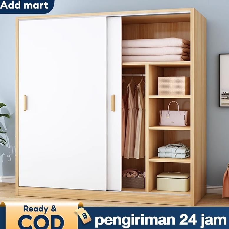 Lemari Pakaian Kayu Lemari Baju Lemari Pakaian 2 Pintu Geser