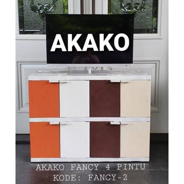 Lemari Pakaian Plastik Akako Fancy 4 pintu 2 susun 3 susun 4 susun 5 susun  Lemari Baju Rotan Warna 