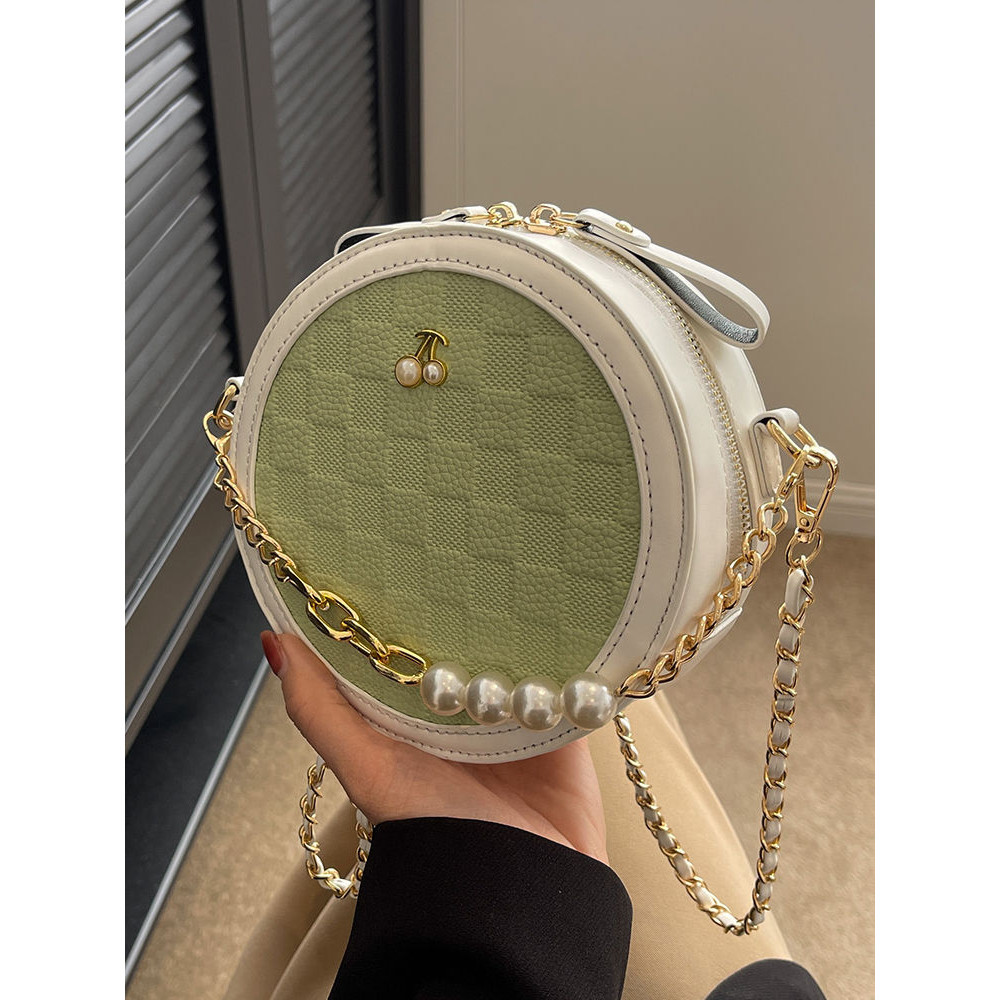 Tas Selempang Kecil Rantai Mutiara, Tas Bulat Kecil Selempang Serbaguna