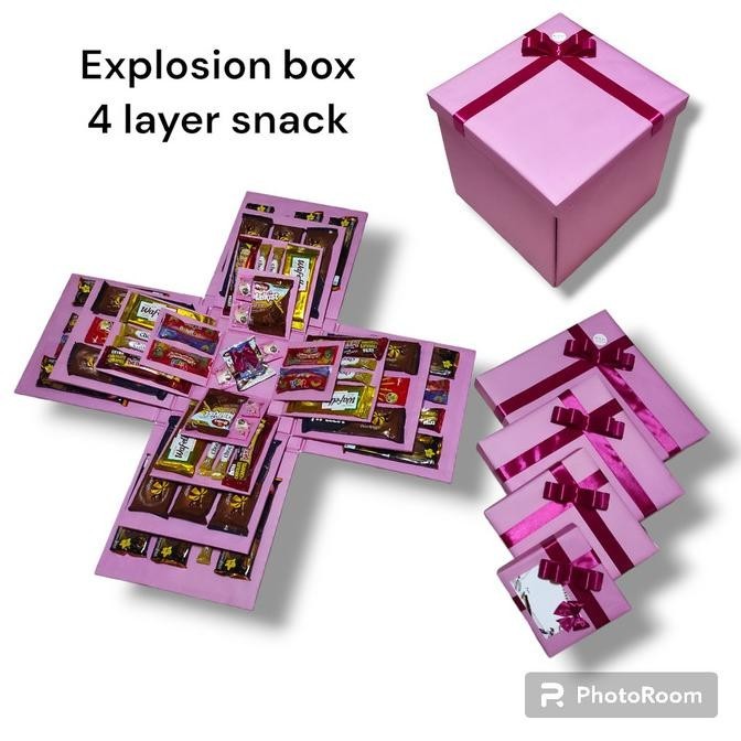 explosion box snack 4 layer hadiah kekinian suprise box,box kejutan E82JA