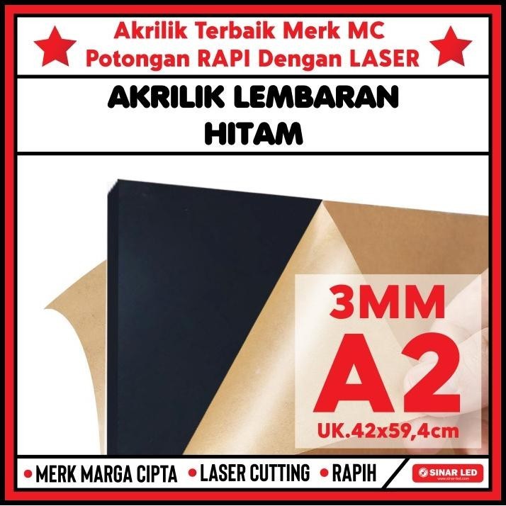 

BEST DEAL AKRILIK LEMBARAN HITAM SOLID 3MM A2 / MARGA CIPTA / ACRYLIC !!!!!
