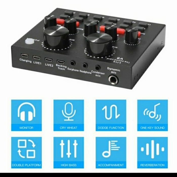 Terbaru Soundcrad V8 Mini Mixer Audio External Usb Bluetooth
