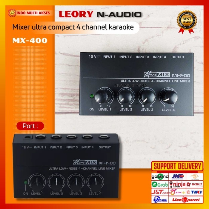 Terbaru Micromix Mx400 N-Audio Mini Mixer 4 Channel Input Mic Karaoke Record