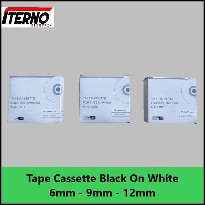 

DISKON PUTY LABEL TAPE CASSETTE 12MM PT-1012W BLACK ON WHITE UNTUK PT1010