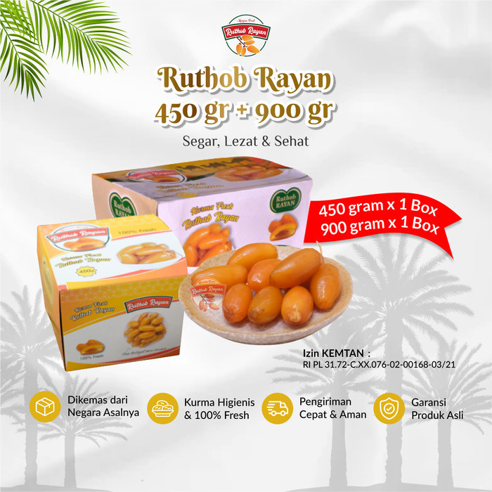 

Bundling Kurma Ruthob Rayan Muda Promil Basah Premium 900gram 450 gram