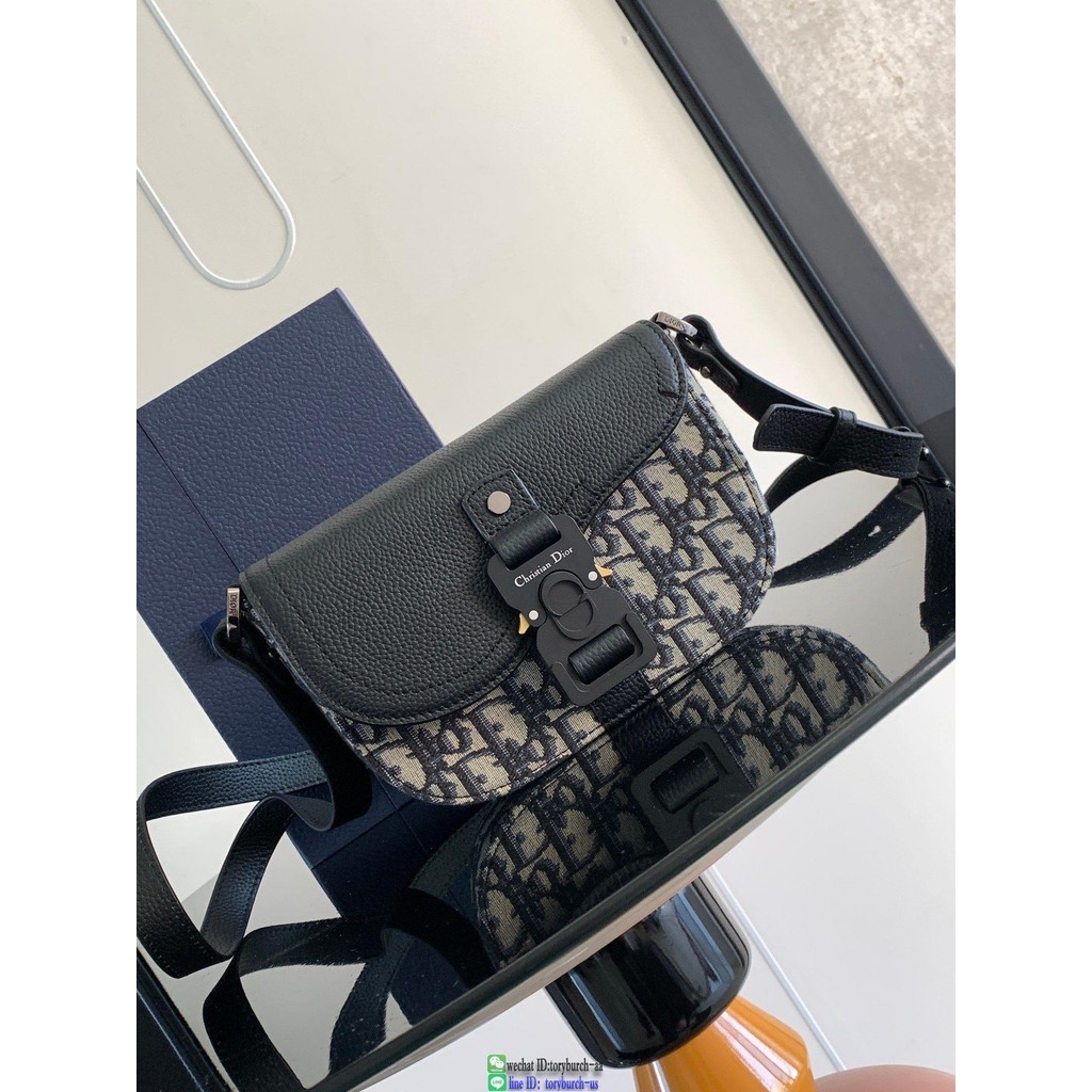 Dior unisex oblique mini crossbody shoulder flap saddle messenger with aluminum buckle