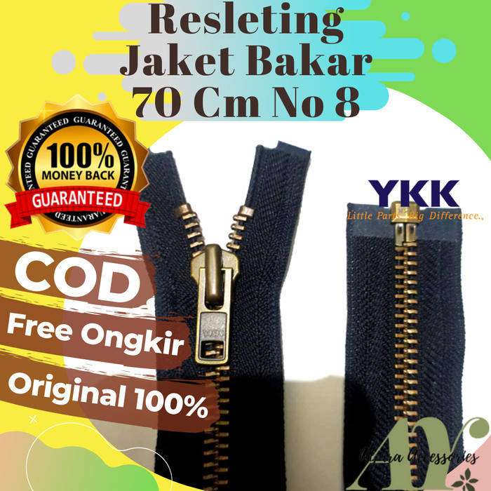 Resleting Zipper Sleting Jaket Ykk Besi Bakar No 8 Panjang 70 Cm