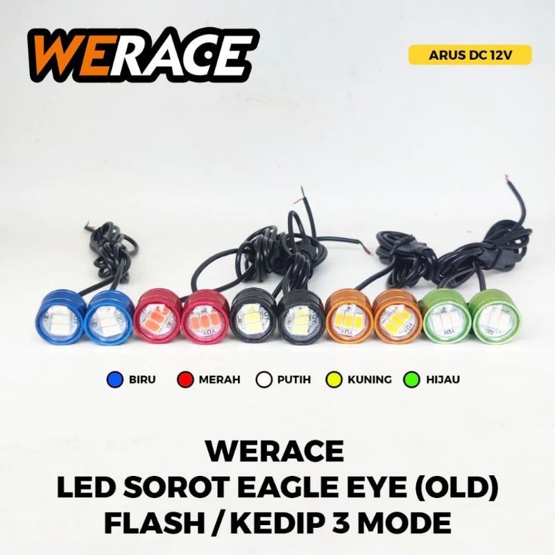 SEPASANG (2PCS) LAMPU LED SOROT EAGLE EYE MATA ELANG (OLD) FLASHING KEDIP 3 MODE 3MODE JEPIT SPION E