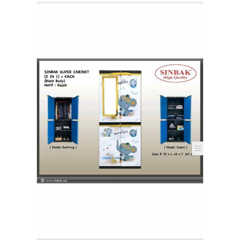 lemari super cabinet kaca merk sinbak