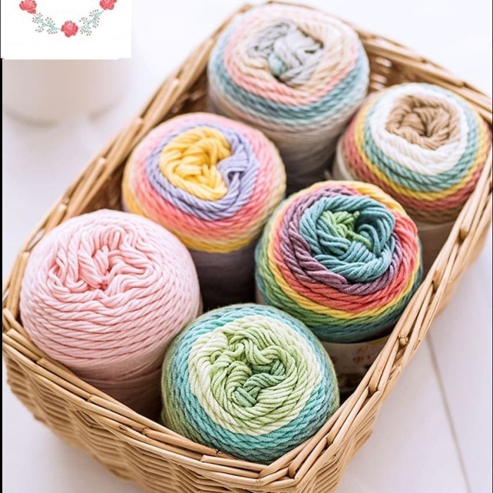 

benang rajut katun rainbow/ rainbow cake yarn