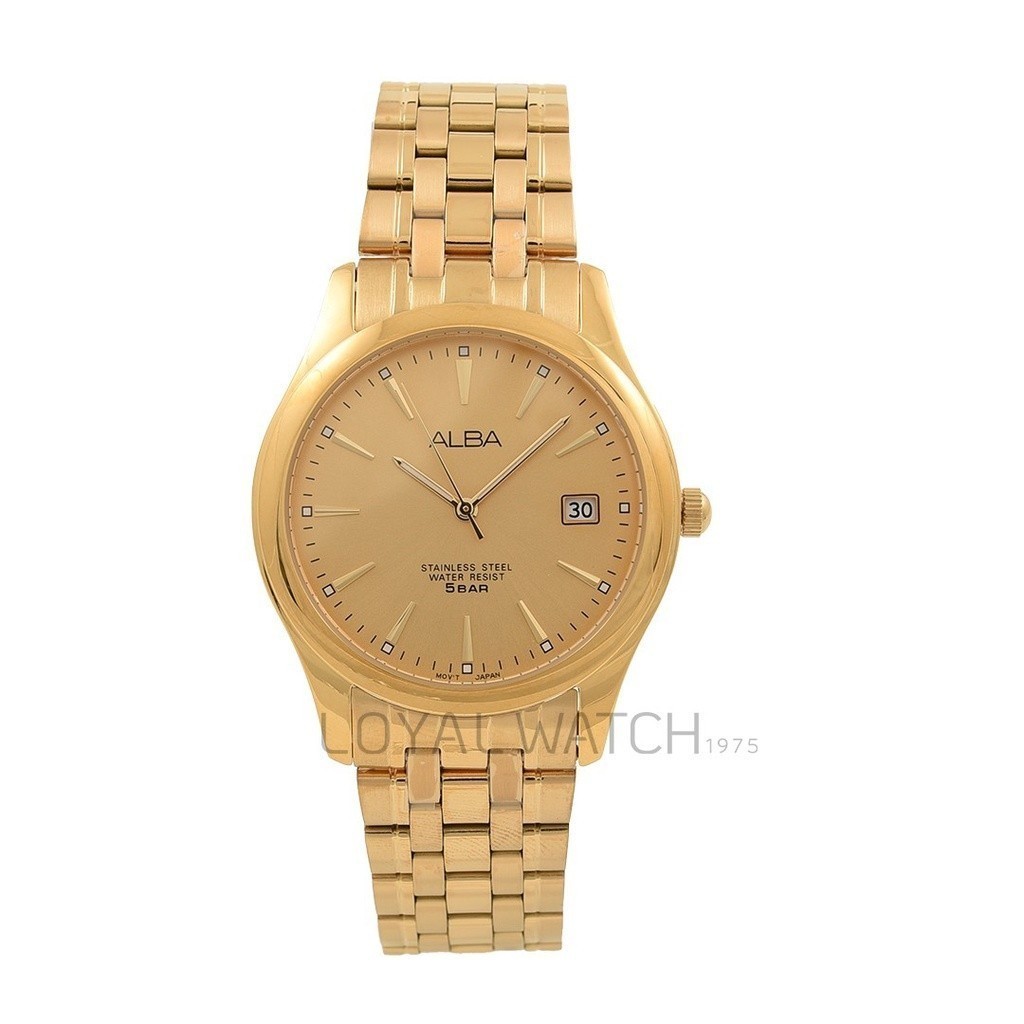 Jam Tangan Alba Pria AXHK84 Gold Original Garansi Resmi