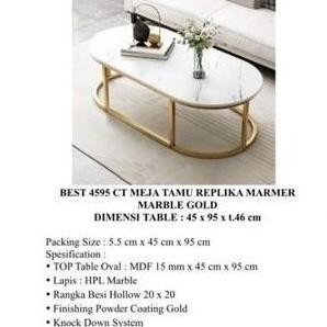 Meja Tamu Marble Gold Meja Coffee Table Meja Oval Marble Gold Larisdagang