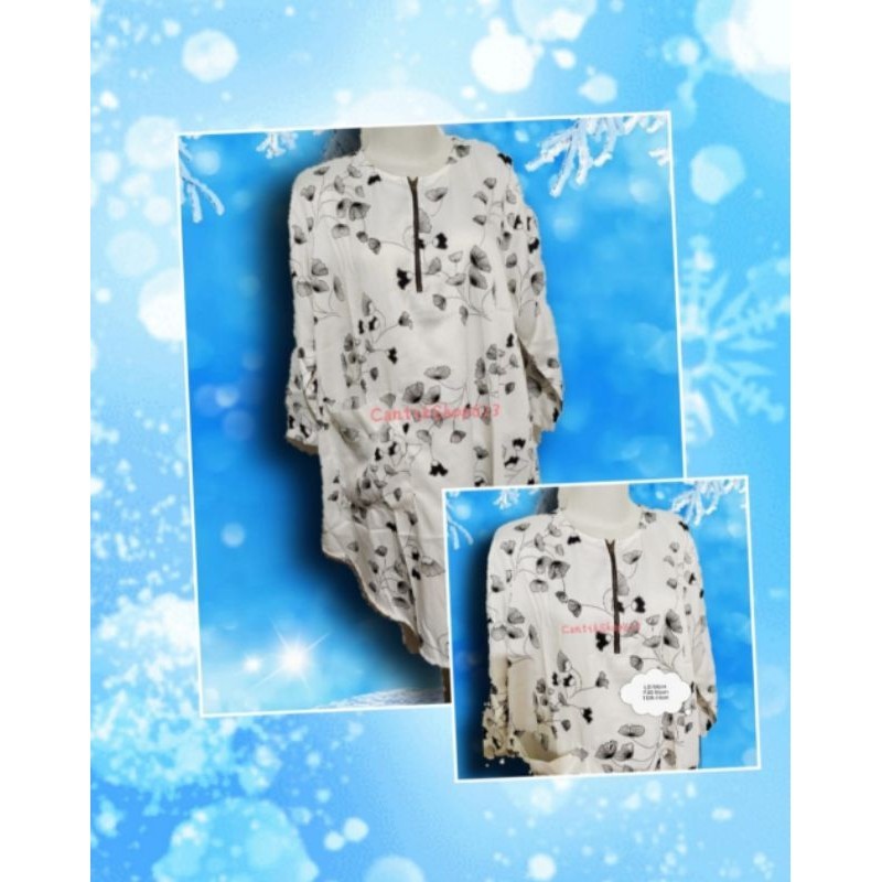 Blouse Maxi Dress Terusan Putih Bunga