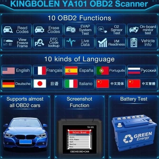 Obd2 Scanner Mobil Alat Scaner Mobil Obdii Diagnoatic Ediag Ya101