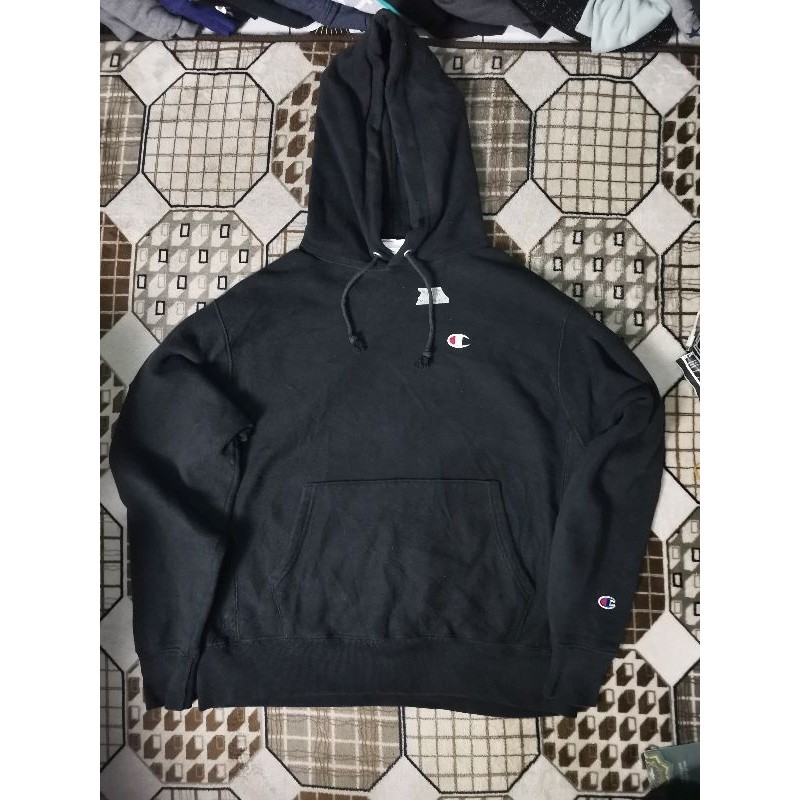 Hoodie Second Champion Reverse Weave - Hitam