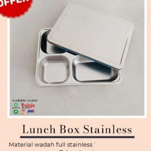 Piring Kotak Makan Lunch Box Stainless Sekat 4