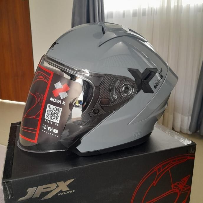 Helm Half Face Jpx Nova X V2.0 Solid Dark Grey Gloss Size : M Queretacill