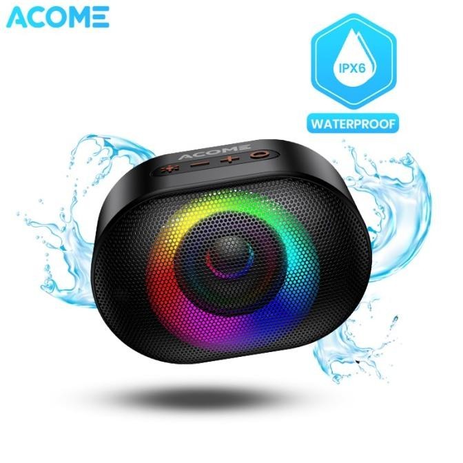 Acome Speaker Bluetooth 5.0 Tws 10W Ipx6 Waterproof Rgb Garansi A10