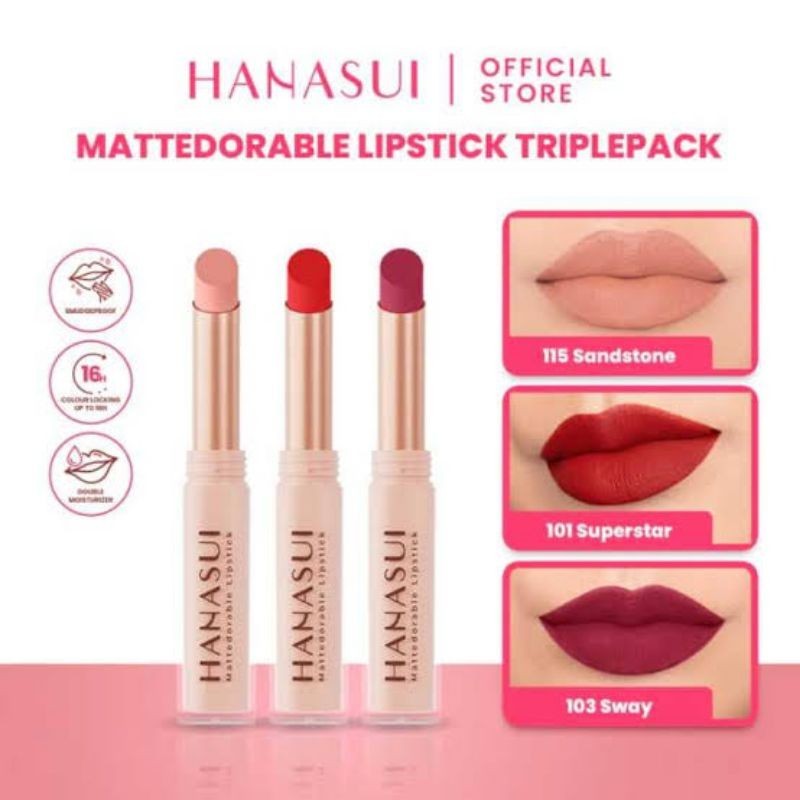 Hanasui Mattedorable Lipstick / Lipstick Hanasui anti geser