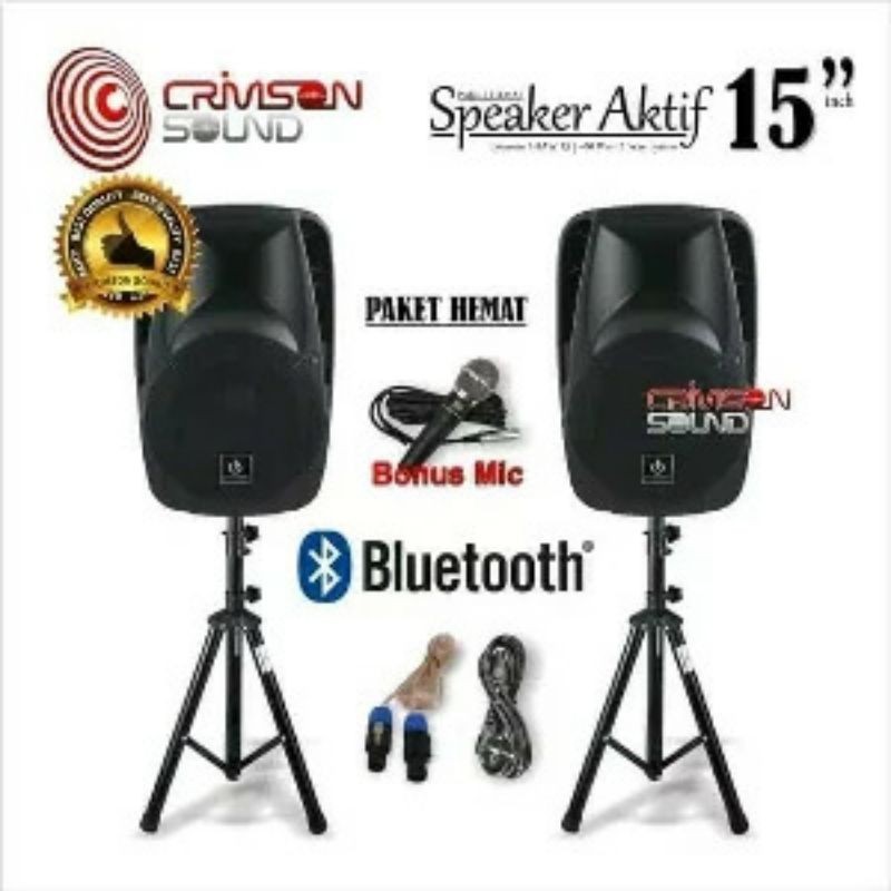 PROMO  Paket Komplit Speaker Aktif Pasif Crimson show 15 ( 15 inch )