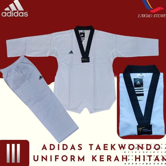 DOBOK ADIDAS ELITE FIGHTER / UNIFORM TAEKWONDO / ADIDAS KERAH HITAM