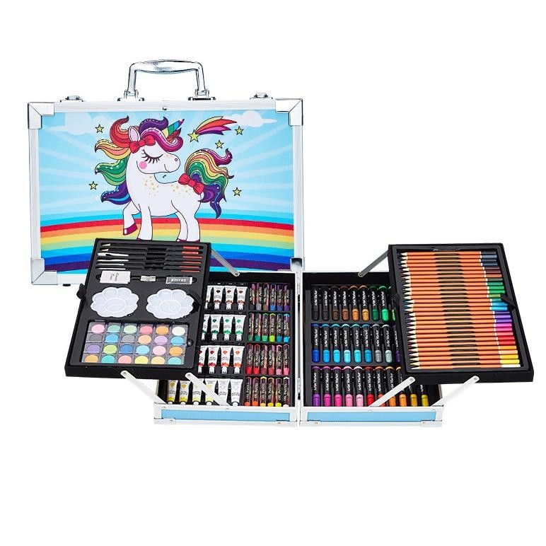

PK32 WD Crayon Set 145pcs Koper Aluminium Besi Krayon Pensil Warna 145 Pcs Box Alat Lukis Anak Koper Set Berkualitas