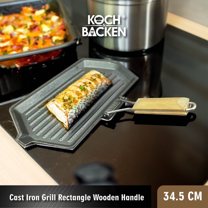 Koch&Backen Cast Grill Rectangle Wooden - Panggangan