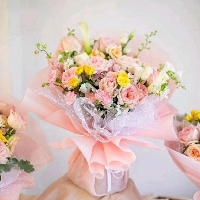 Promo Hemat Kain Salju Buket Kain Tile Salju Kain Snowy Flower Wrapping Jala Salju Flower Wrapping P
