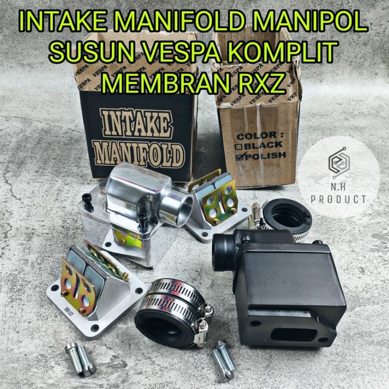 Intake Manifold Manipol Susun Vespa Komplit Membran Rxz