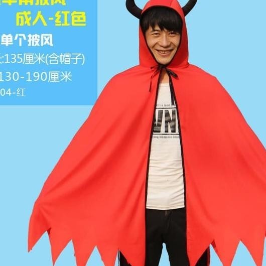 Jubah Tanduk Devil Kostum Halloween Cosplay Seram Halloween