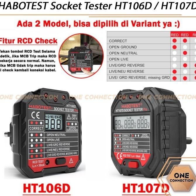 Alat Uji Grounding HABOTEST Stop Kontak Voltage Tester HT106D / HT107D