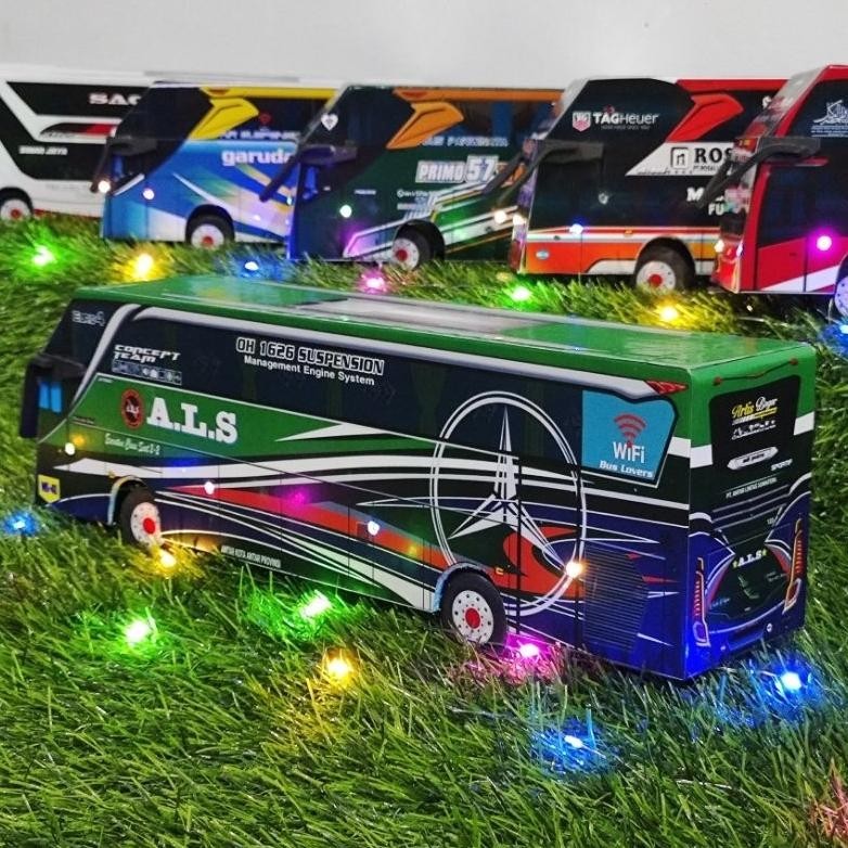 MAINAN BUS AKAP TELOLET BASURI DENGAN LAMPU BIS SINAR JAYA BARU