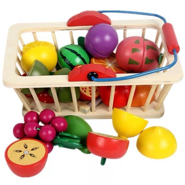 

Wooden Vegetable Fruit Basket - Pretend - Fruit 16Pcs